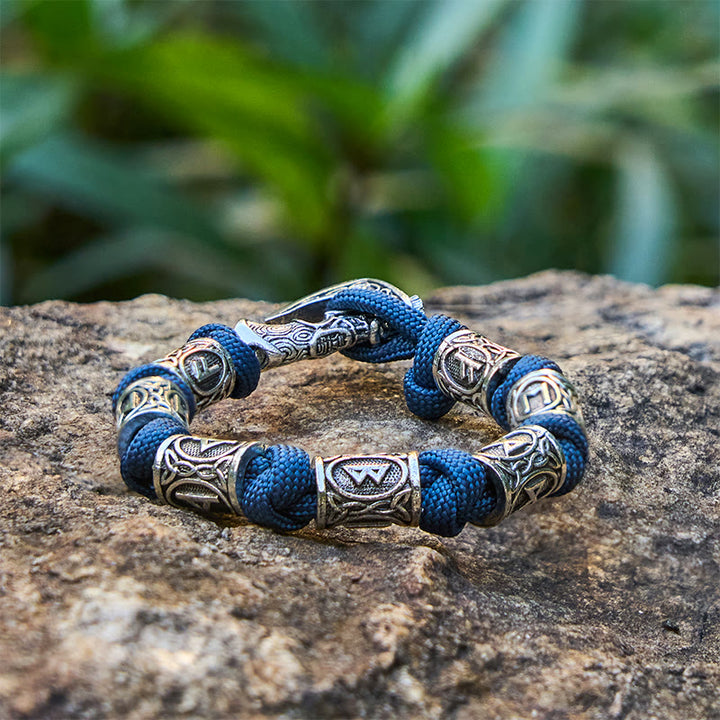 WorldNorse Viking Axe Rune Intertwine Braided Bracelet - Blue - image 11