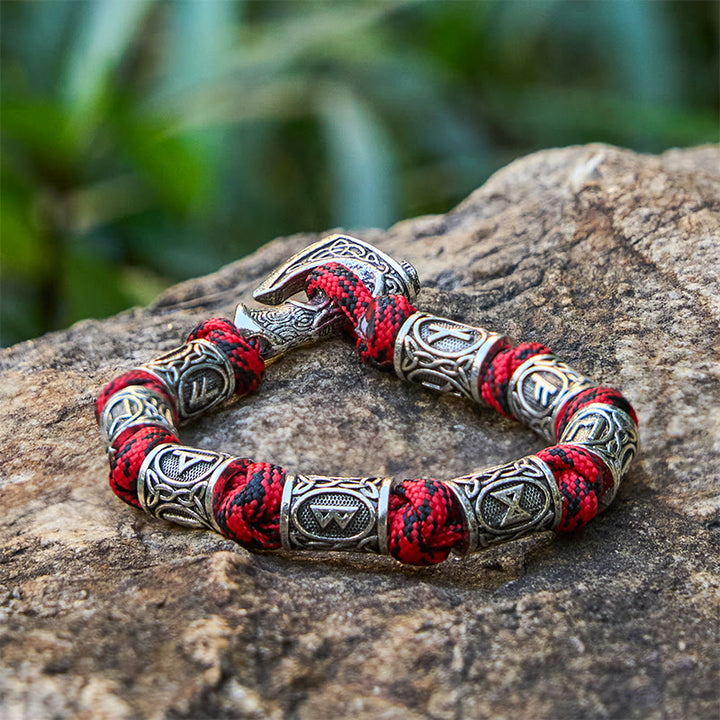 WorldNorse Viking Axe Rune Intertwine Braided Bracelet - Camouflage Red - image 4