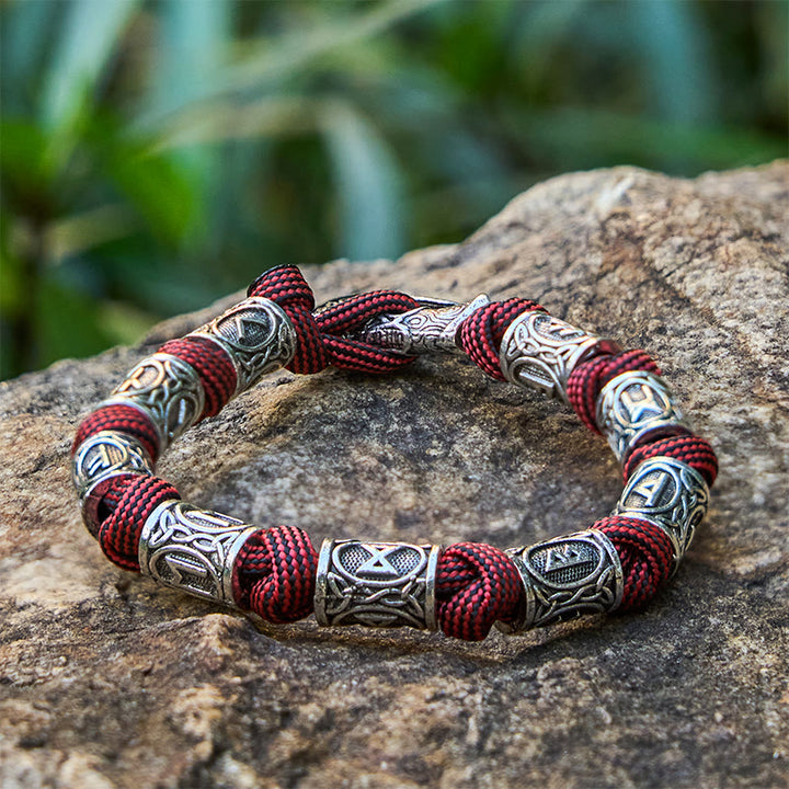 WorldNorse Viking Axe Rune Intertwine Braided Bracelet - Wine Red - image 15