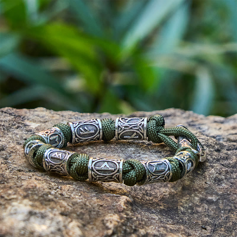 WorldNorse Viking Axe Rune Intertwine Braided Bracelet - Green - image 9