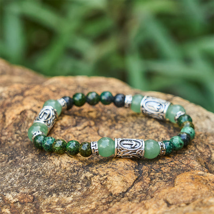 WorldNorse Rune Chromatic Crystal Beaded Bracelet - Green Aventurine - image 0