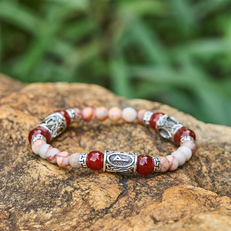 WorldNorse Rune Chromatic Crystal Beaded Bracelet - Red Agate - image 11