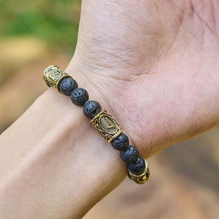 WorldNorse Rune Lava Rock Beaded Bracelet - image 8