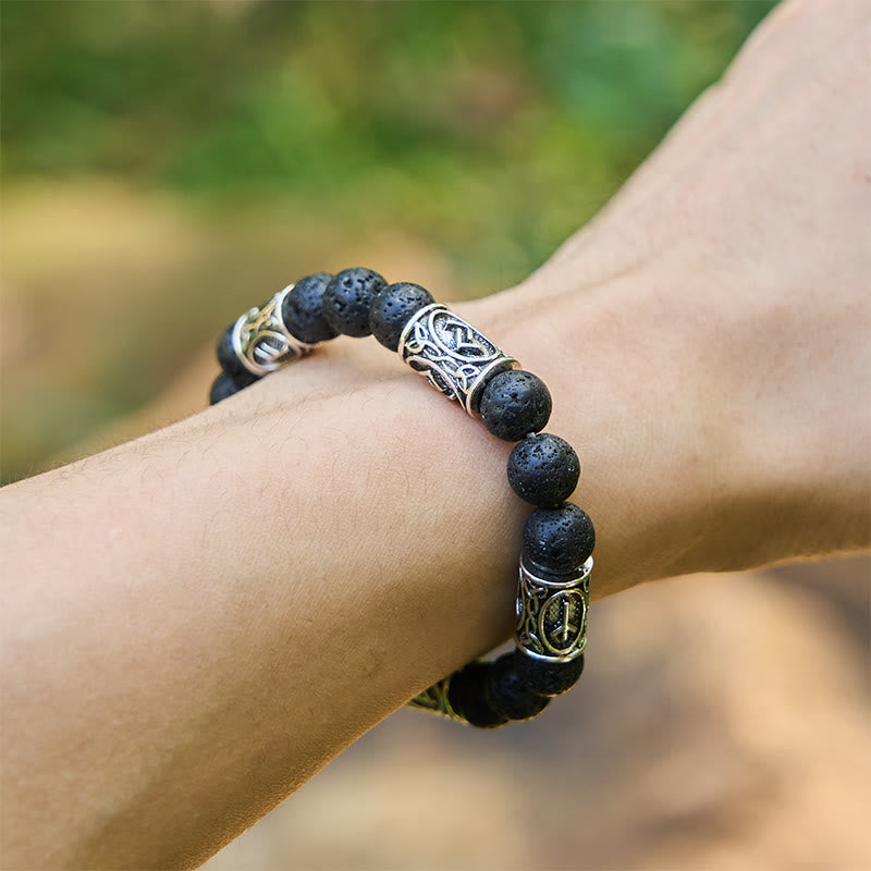 WorldNorse Rune Lava Rock Beaded Bracelet - image 3