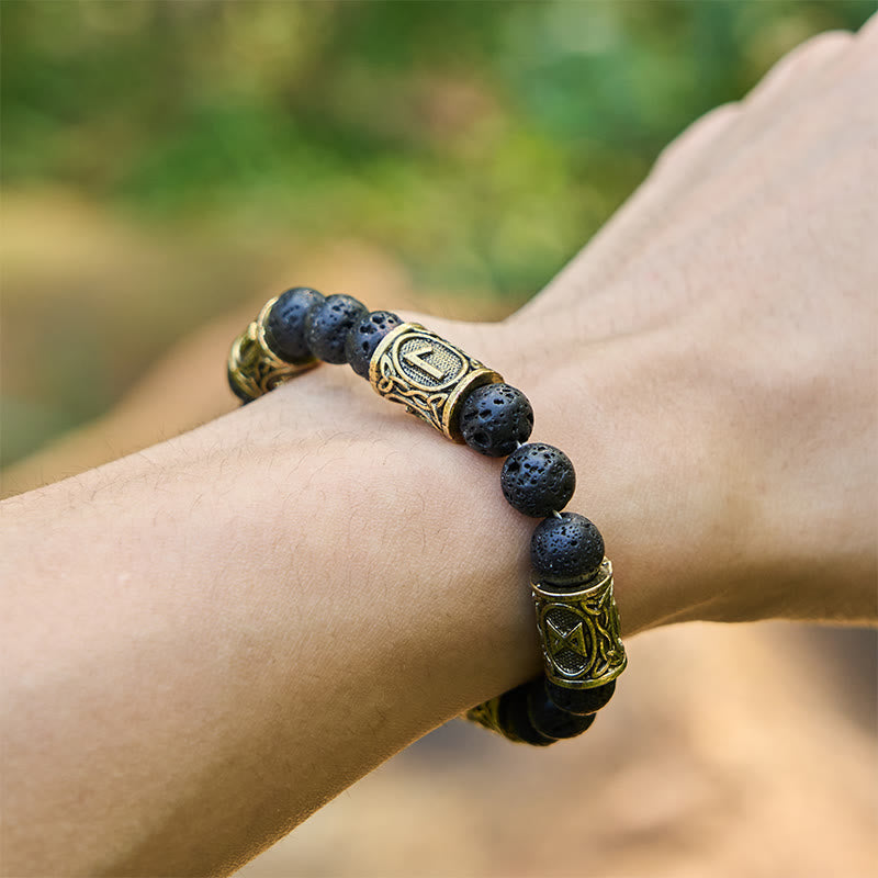 WorldNorse Rune Lava Rock Beaded Bracelet - image 7