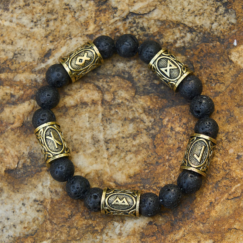 WorldNorse Rune Lava Rock Beaded Bracelet - image 6