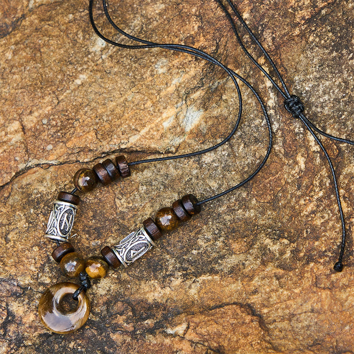WorldNorse Viking Iridescent Talisman Beaded Necklace - Tiger-Eye - image 4