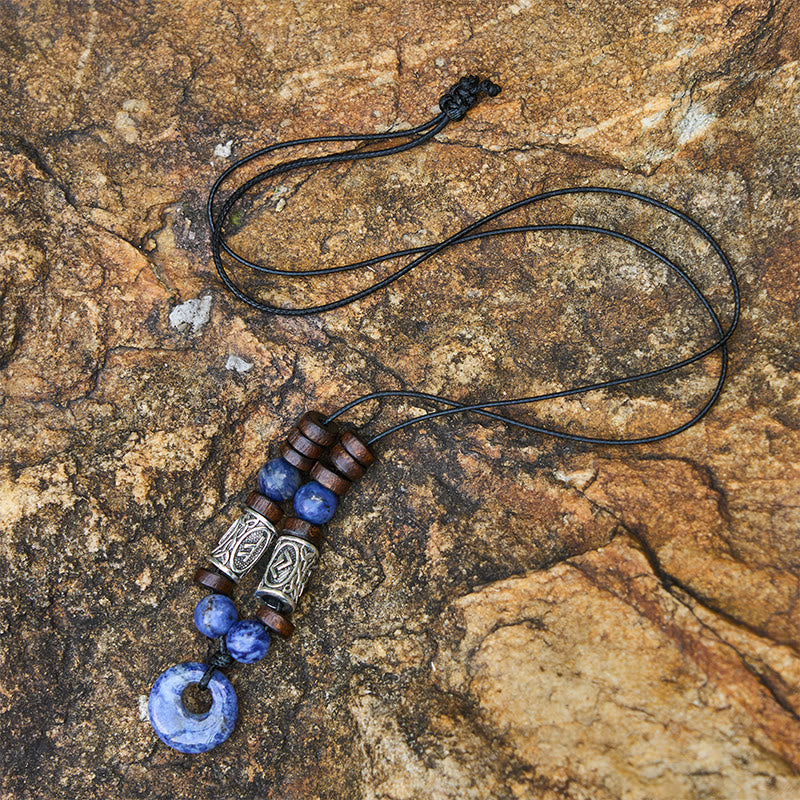 WorldNorse Viking Iridescent Talisman Beaded Necklace - Blue Lace Agate - image 11