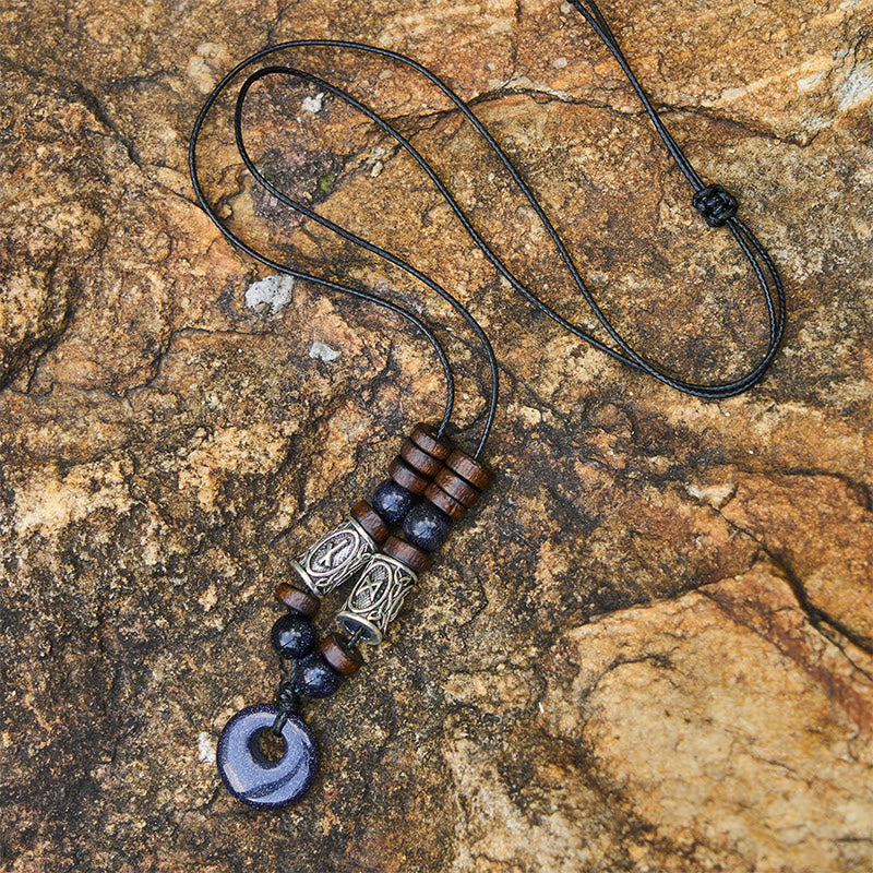 WorldNorse Viking Iridescent Talisman Beaded Necklace - Blue Goldstone - image 10