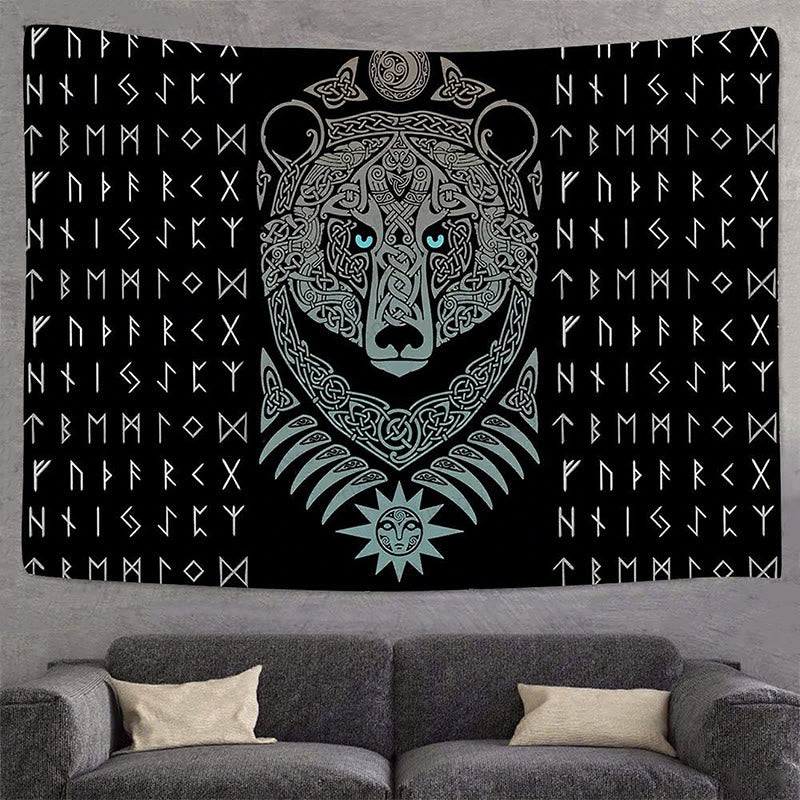 WorldNorse Viking Weave Bear Rune Lunar Solar Tapestry - image 3
