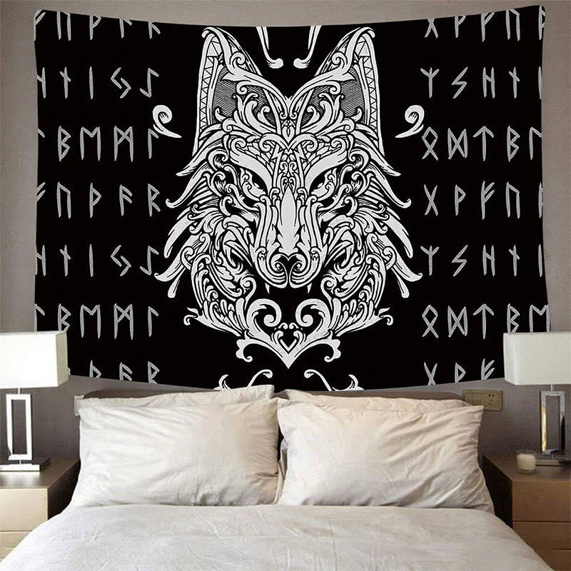 WorldNorse Filigree Wolf Rune Totem Tapestry - image 2