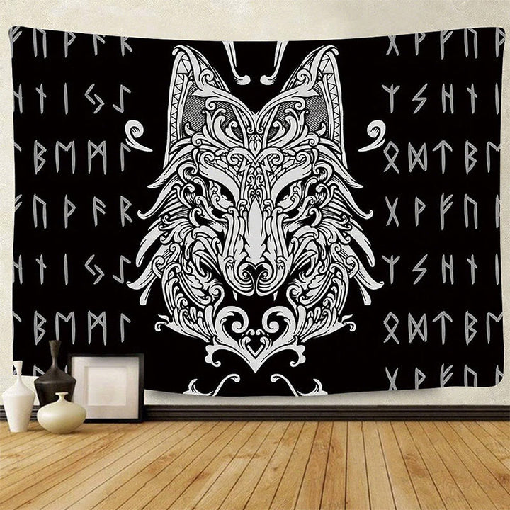 WorldNorse Filigree Wolf Rune Totem Tapestry - Wolves - 180X320cm - image 0