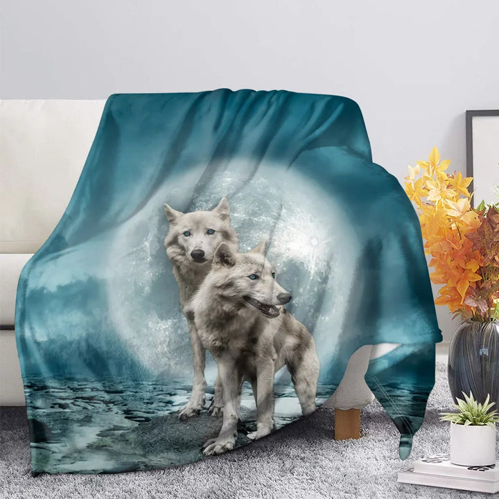 WorldNorse Pack Wolf Moonlit Howl Blanket - Twin Wolf - 264x228cm - image 2