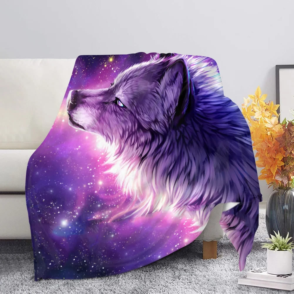 WorldNorse Pack Wolf Moonlit Howl Blanket - Violet Wolf - 264x228cm - image 1