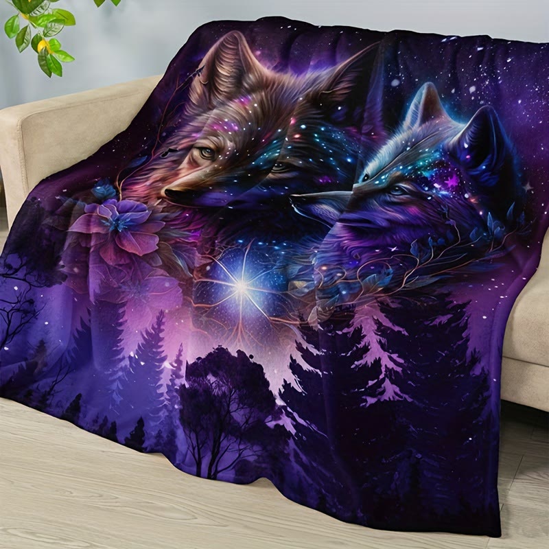WorldNorse Binary Wolf Nebula Violet Grove Blanket - image 4