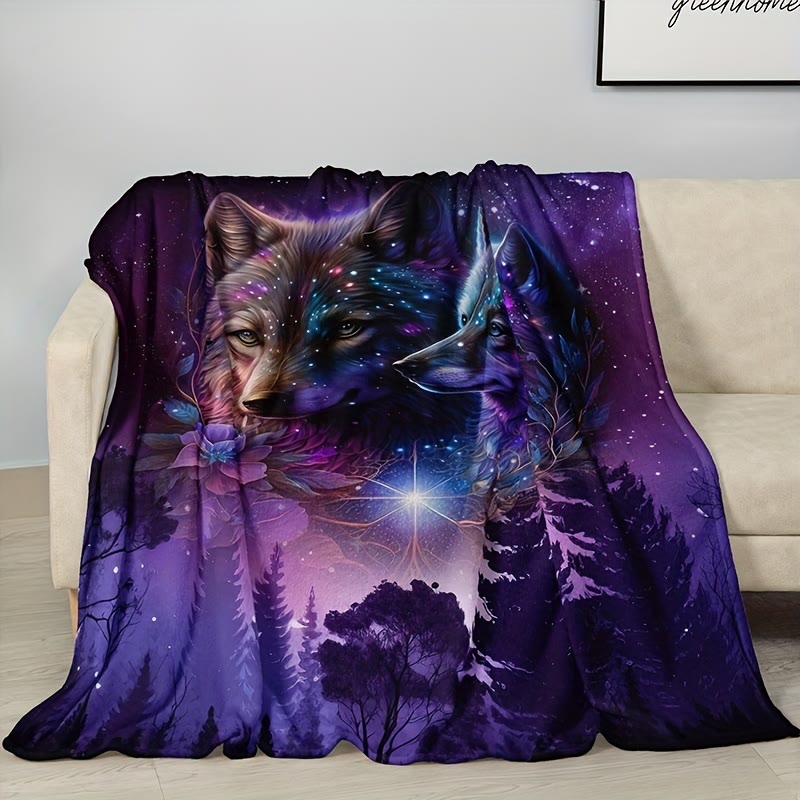 WorldNorse Binary Wolf Nebula Violet Grove Blanket - image 2