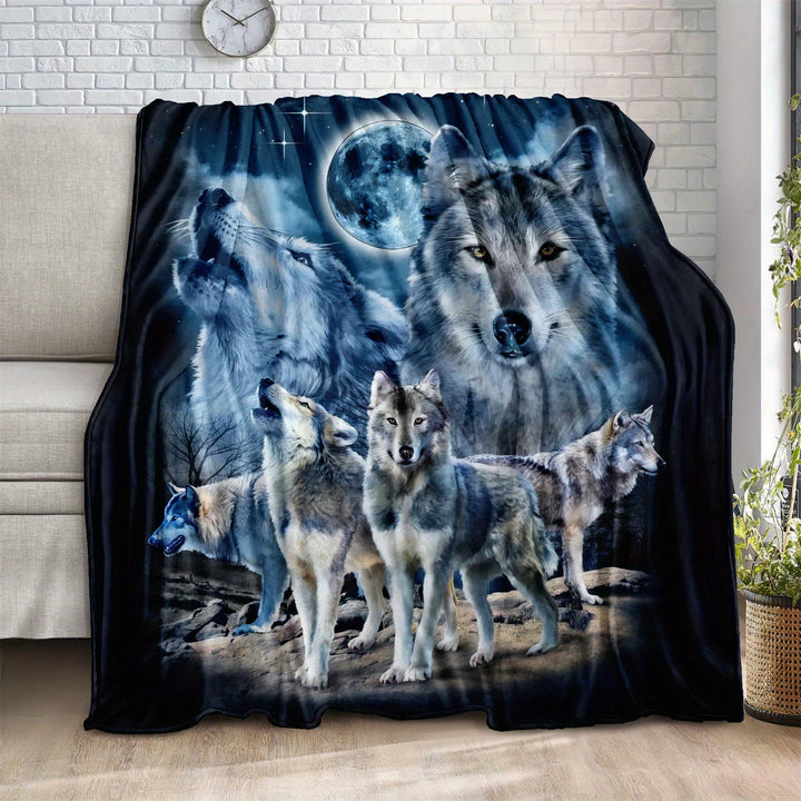 WorldNorse Wolf Kin Moonlit Crag Gathering Blanket - Wolves - 150x200cm - image 0