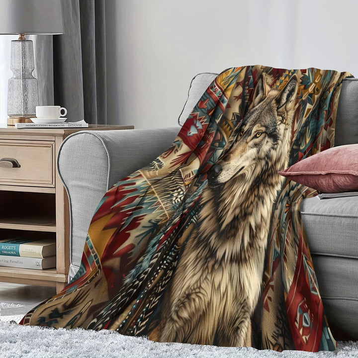 WorldNorse Wolf Spirit Tribal Weave Blanket - image 2