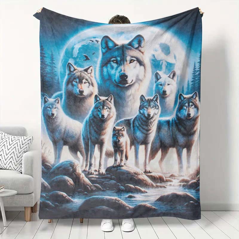 WorldNorse Wolf Kin Frost Moon Crag Stream Blanket - image 1