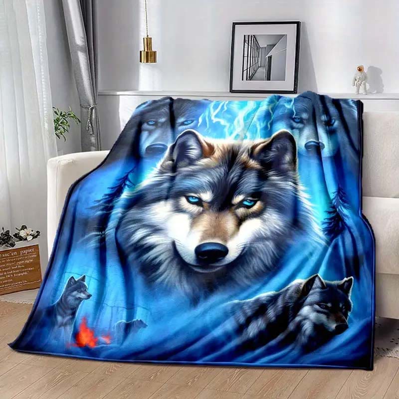 WorldNorse Layered Wolf Pack Frost Woodland Ember Blanket - Wolves - 150x200cm - image 0