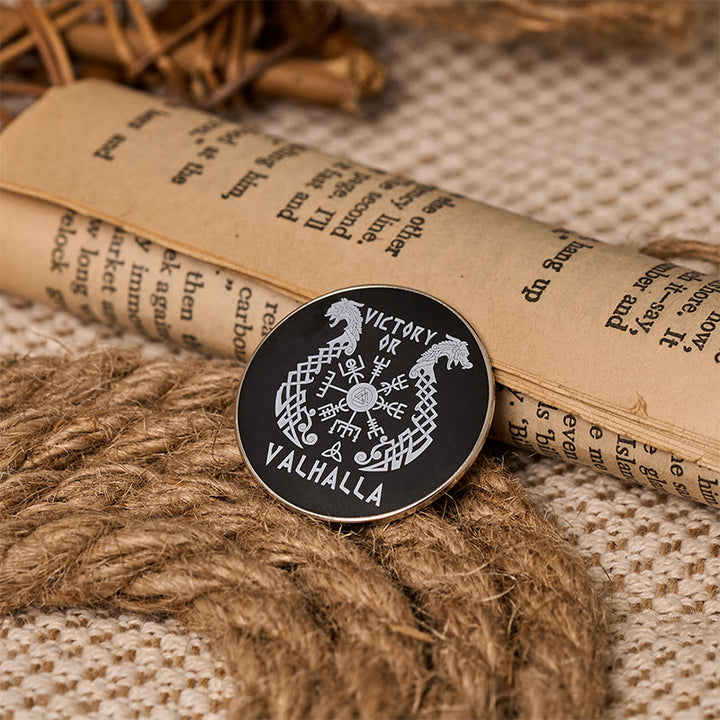 WorldNorse Norse Dragon Vegvisir Compass Brooch - image 5