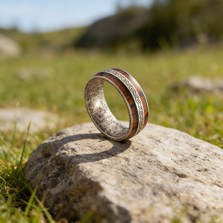 WorldNorse Weathered Celtic Knot Inlay Ring - Retro Silver - UK Size Z（US 13） - image 3