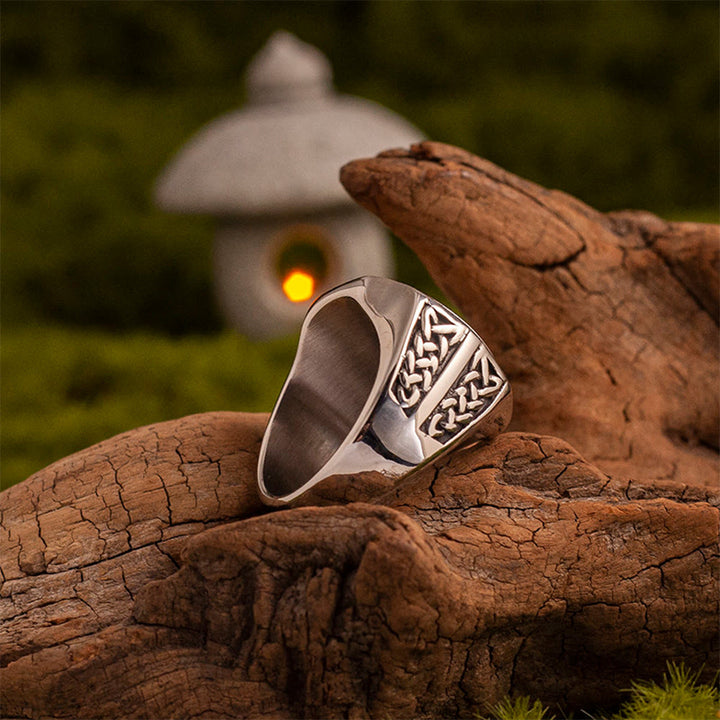 WorldNorse Forged Valknut Rune Crest Signet Ring - image 3
