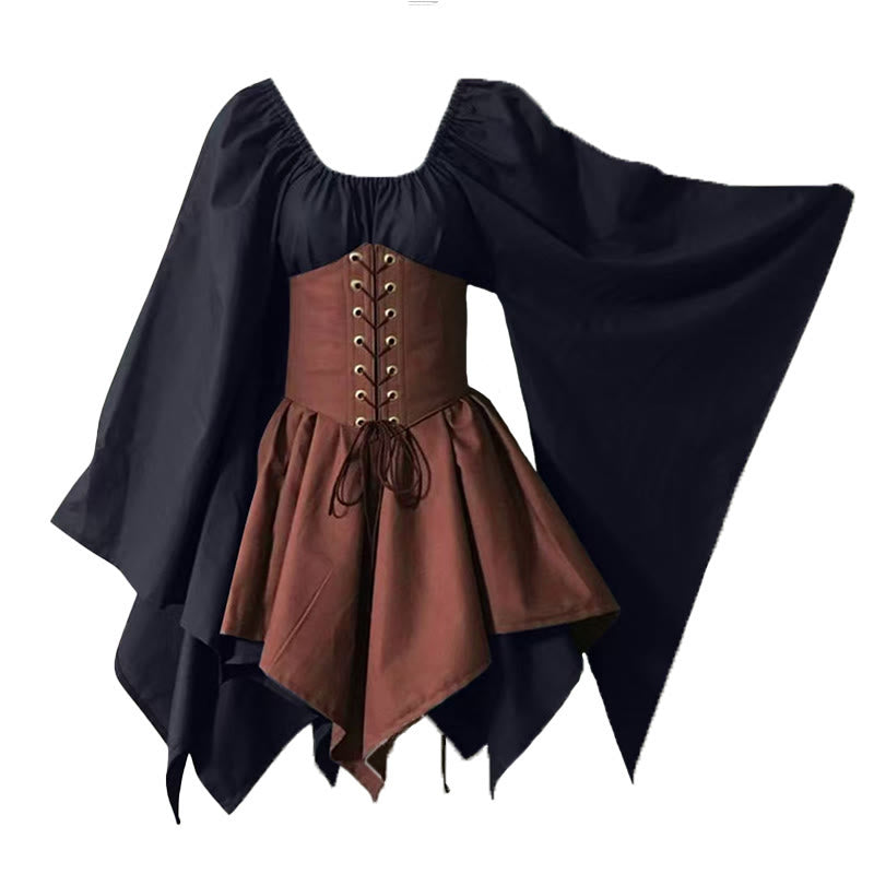 WorldNorse Medieval Forest Maiden Costume Dress - Black & Brown - US30，UK/AU36，EU60 (5XL) - image 8