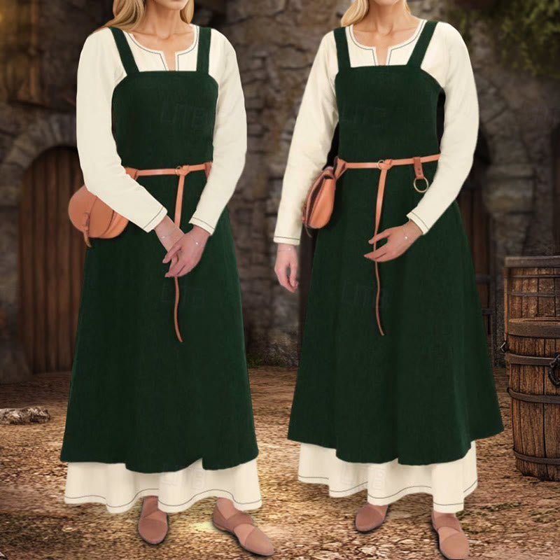 WorldNorse Burgundy Overdress Layered Apron Dress - Green - US34，UK/AU38，EU64 (5XL) - image 3