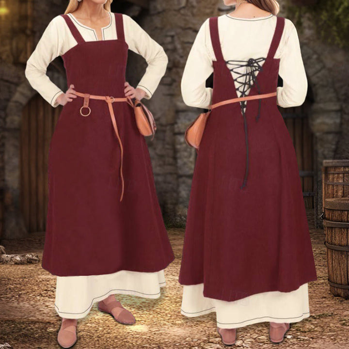 WorldNorse Burgundy Overdress Layered Apron Dress - image 1