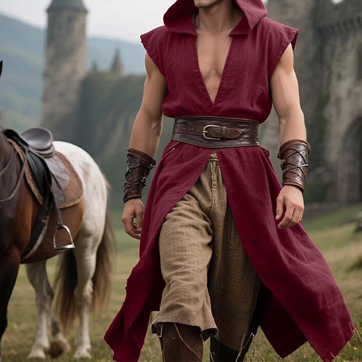 WorldNorse Norse Ranger Hooded Split Tunic Costume Robe - image 11