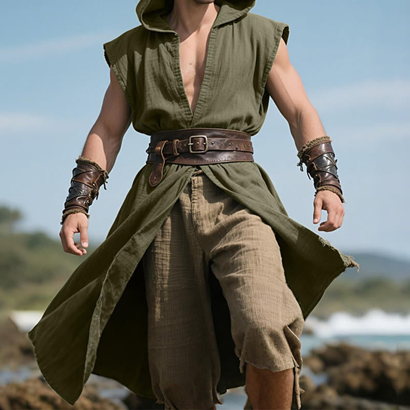 WorldNorse Norse Ranger Hooded Split Tunic Costume Robe - image 1
