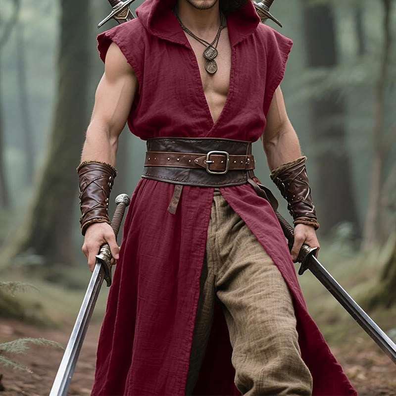WorldNorse Norse Ranger Hooded Split Tunic Costume Robe - image 12