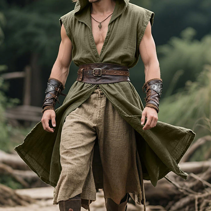 WorldNorse Norse Ranger Hooded Split Tunic Costume Robe - image 2