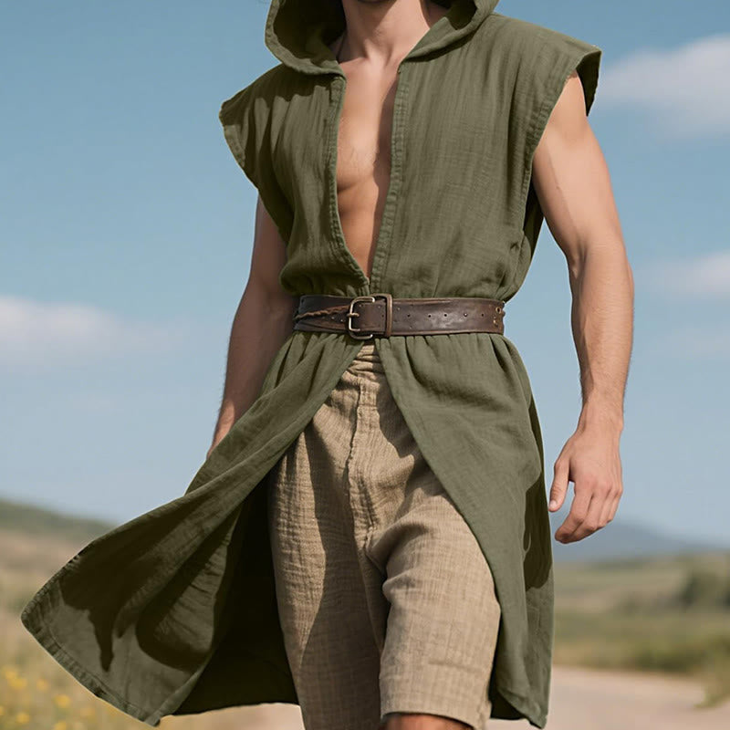 WorldNorse Norse Ranger Hooded Split Tunic Costume Robe - image 3