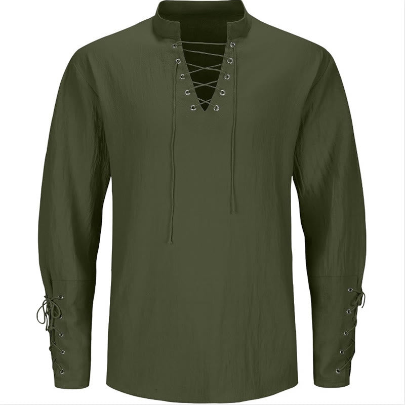 WorldNorse Medieval Crisscross Placket Tunic Costume Shirt - Green - US/UK/AU44，EU54 (2XL) - image 0