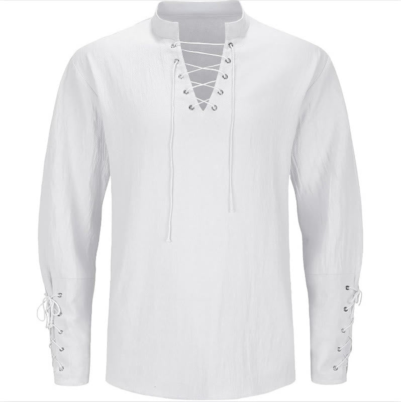 WorldNorse Medieval Crisscross Placket Tunic Costume Shirt - White - US/UK/AU44，EU54 (2XL) - image 16