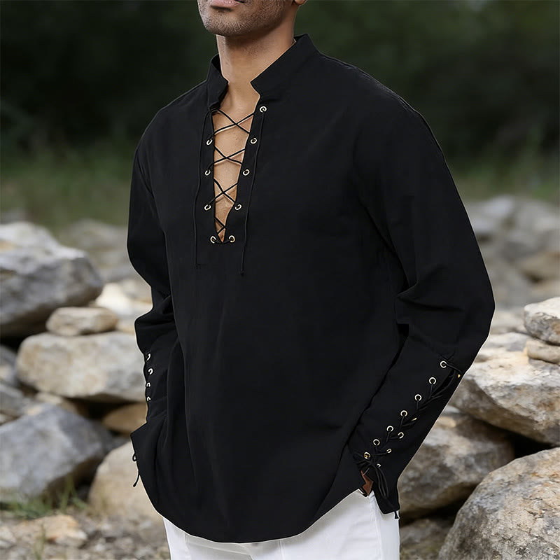 WorldNorse Medieval Crisscross Placket Tunic Costume Shirt - image 9