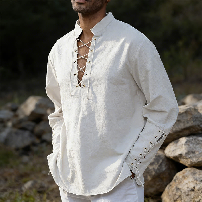WorldNorse Medieval Crisscross Placket Tunic Costume Shirt - image 17