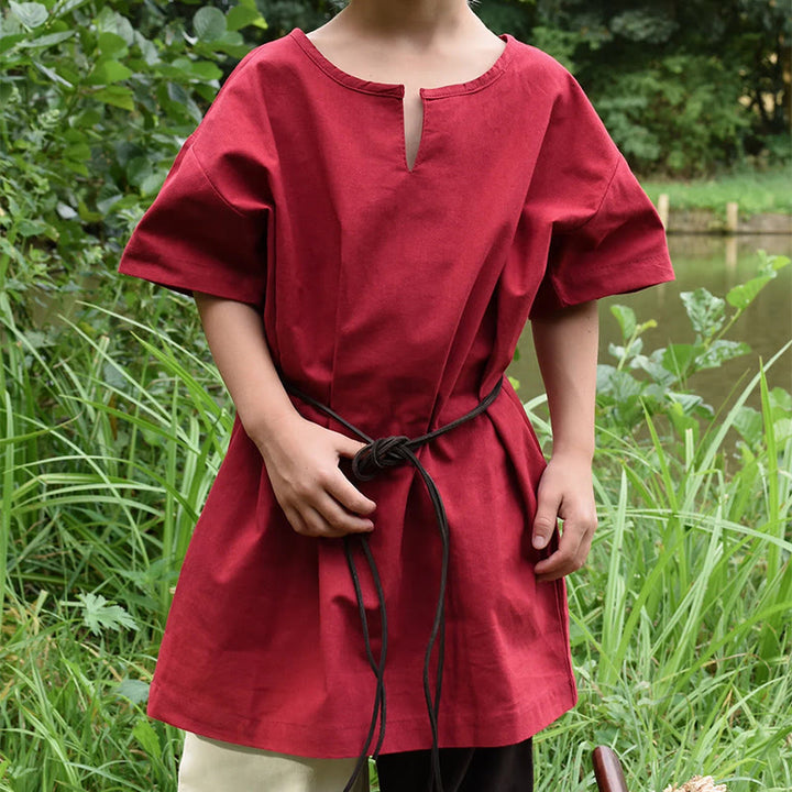 WorldNorse Medieval Forest Ranger Costume Shirt - Red - 4XL - image 9
