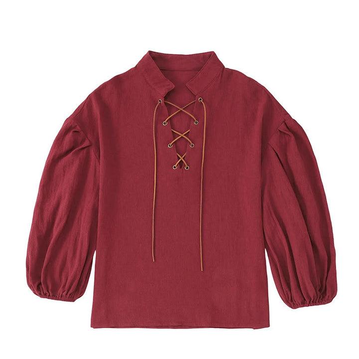 WorldNorse Puffed Sleeve Belted Tunic Costume Shirt - image 2