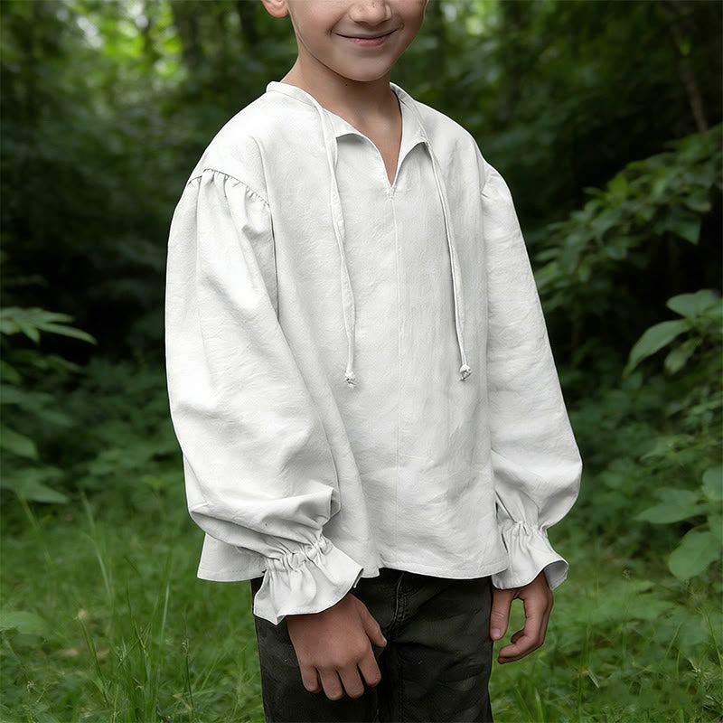 WorldNorse Medieval Gathered Cuff Tied Tunic Costume Shirt - image 1