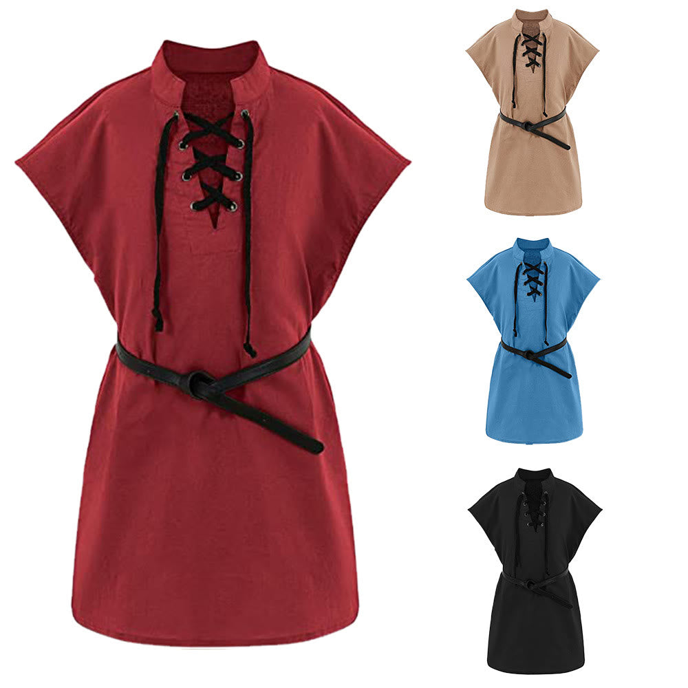 WorldNorse Caped Sleeve Belted Tunic Costume Shirt - image 0