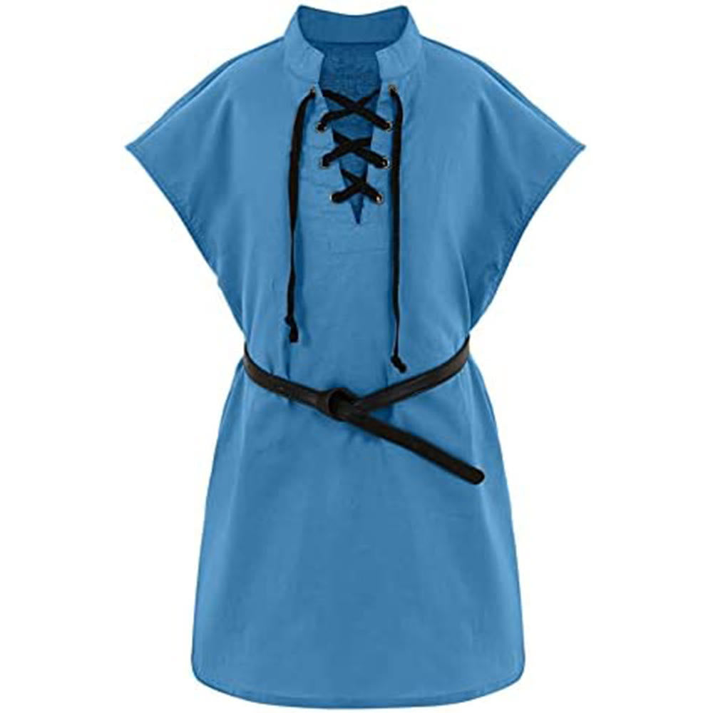 WorldNorse Caped Sleeve Belted Tunic Costume Shirt - Blue - 2XL - image 5