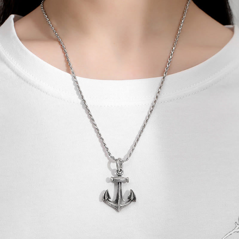 WorldNorse Handcrafted 925 Silver Viking Weathered Anchor Necklace - image 1