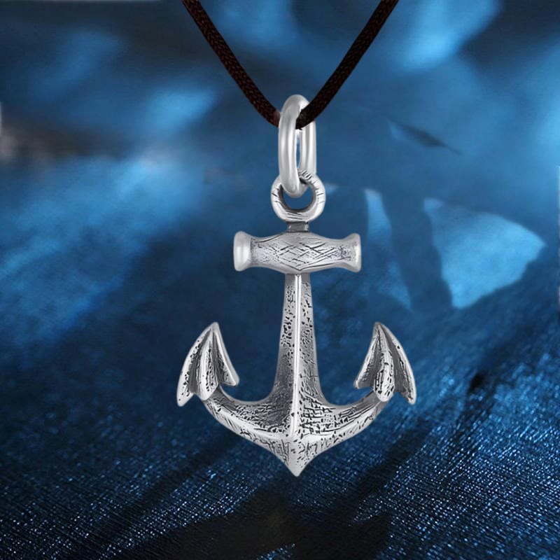WorldNorse Handcrafted 925 Silver Viking Weathered Anchor Necklace - With 80cm Adjustable Rope - image 2
