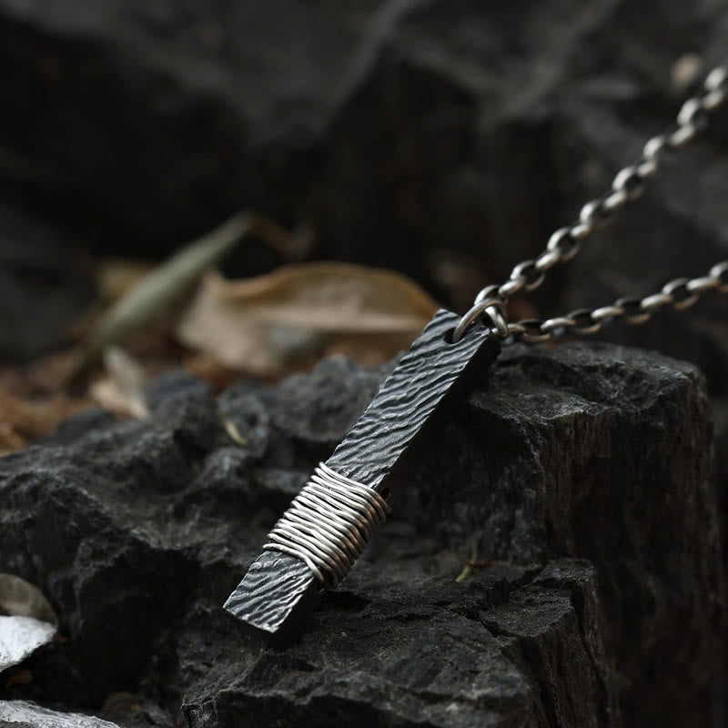 WorldNorse Handcrafted 999 Silver Forged Bar Wire-Wrapped Necklace - With 55cm Silver Diamond Chain - image 0