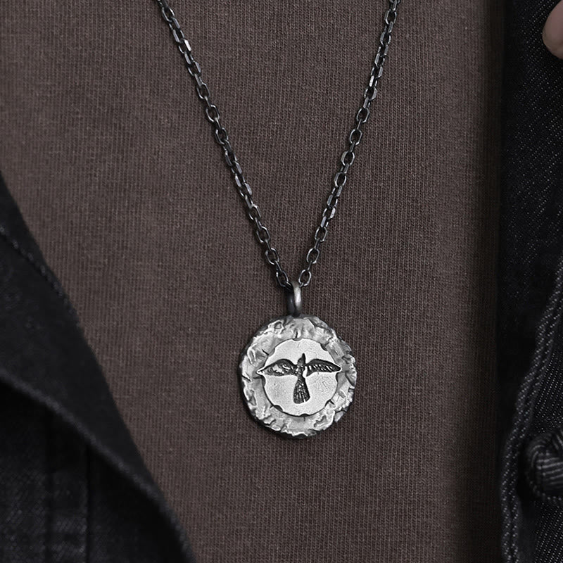 WorldNorse Handcrafted 999 Silver Raven Medallion Antiqued Necklace - image 1