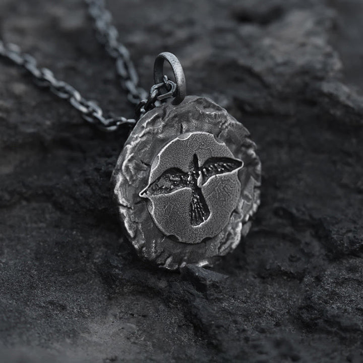 WorldNorse Handcrafted 999 Silver Raven Medallion Antiqued Necklace - image 3