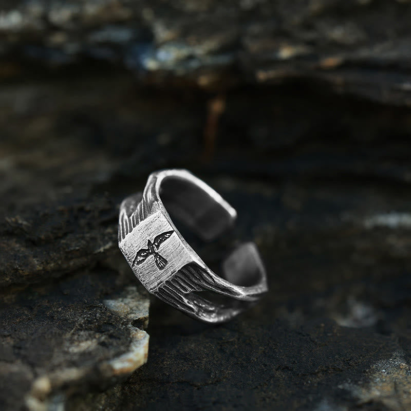 WorldNorse Handcrafted 999 Silver Raven Silhouette Antiqued Ring - image 2